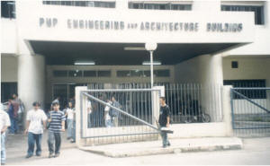 The CEA building facade before the construction of the perimeter steel fence